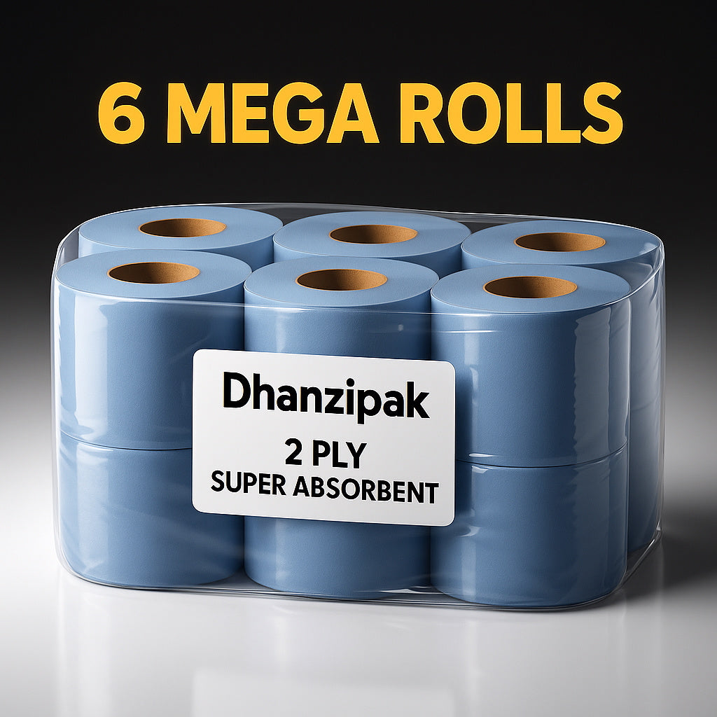 NEW Arrivals Extra Large 6 x Blue Paper Rolls 100m - 2 Ply Embossed Centre Feed - Hand Towel Tissue Rolls Bathroom Kitchen Furniture Home Office Cleaning Tools Sets