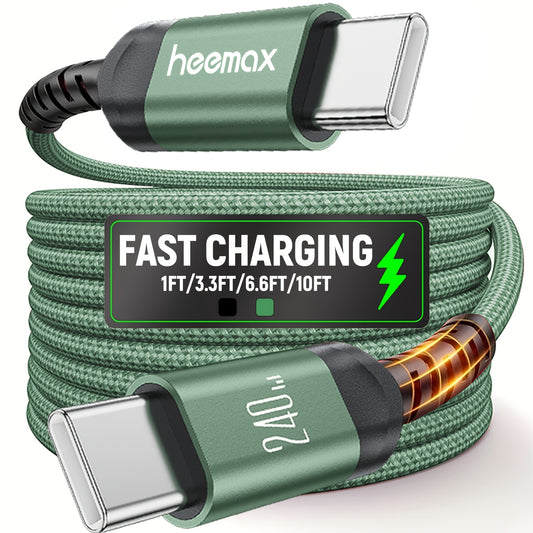 240W Max Fast Charging Cable, 2M (6,5FT) 3M (10FT)  PD3.1 High-Speed Type-C Charger Cord, Fits for All USB-C to USB-C Port Devices.