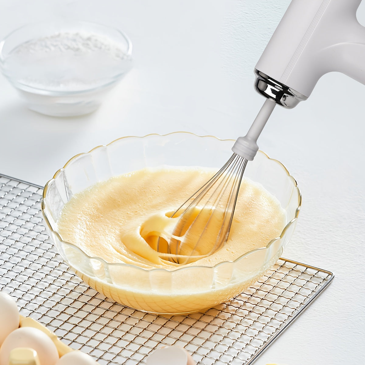 Handheld Electric Eggbeater & Whisk - USB Rechargeable,  Wireless  Portable, Lightweight, Easy-to-Use Hand Mixer for Baking Cakes, Cookies, Muffins - Ideal for Home Bakers & Professionals
