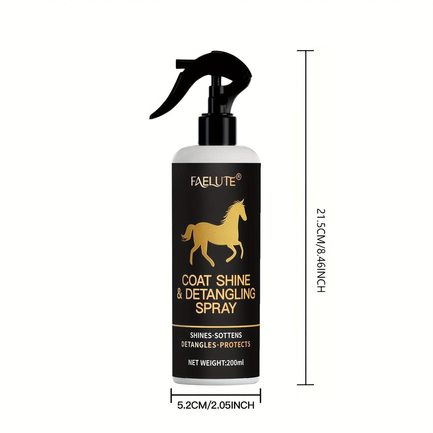 200ml  Mane And Tail Leave-In Spray - Instantly Smooths And Reduces Breakage of Mane And Tail Hair While Enhancing Natural Shine, Plant-Based Formula for Horse Mane And Tail Care, Stylish Bottle with a Durable Nozzle