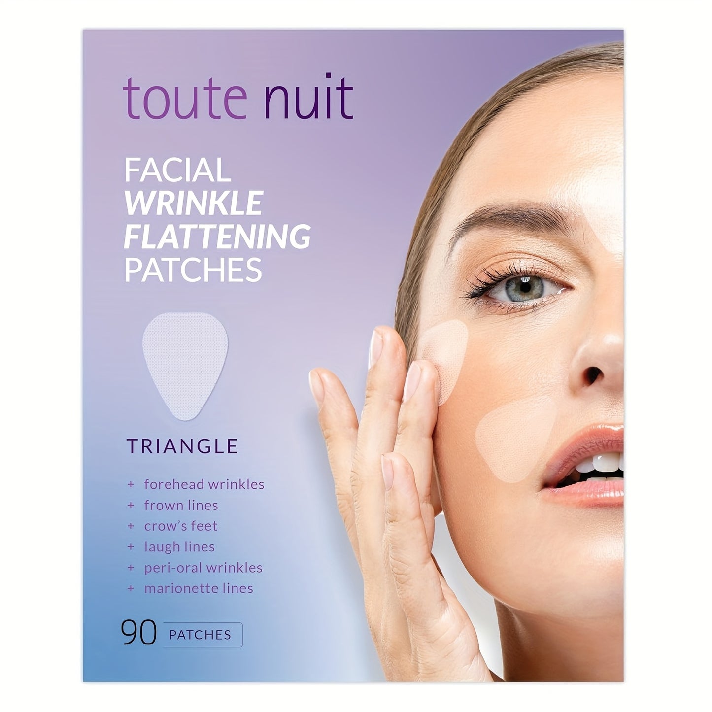 90 PCS Set of Facial And Forehead Wrinkle Patches - Small Patches for The Eyes, Mouth, And Forehead - Triangular Non- Facial Tape Ideal for Treating Frown Lines, Crow's Feet, And Fine Lines