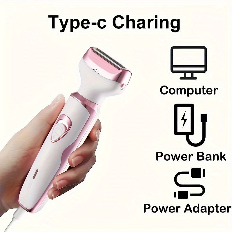 4 PCS Set Electric Razor For Women,  Rechargeable grooming kit, Lady Electric Shaver For Face, Nose, Legs And Underarm, Bikini Area Trimmer For Women Painless, Hair Razor Rechargeable & Portable