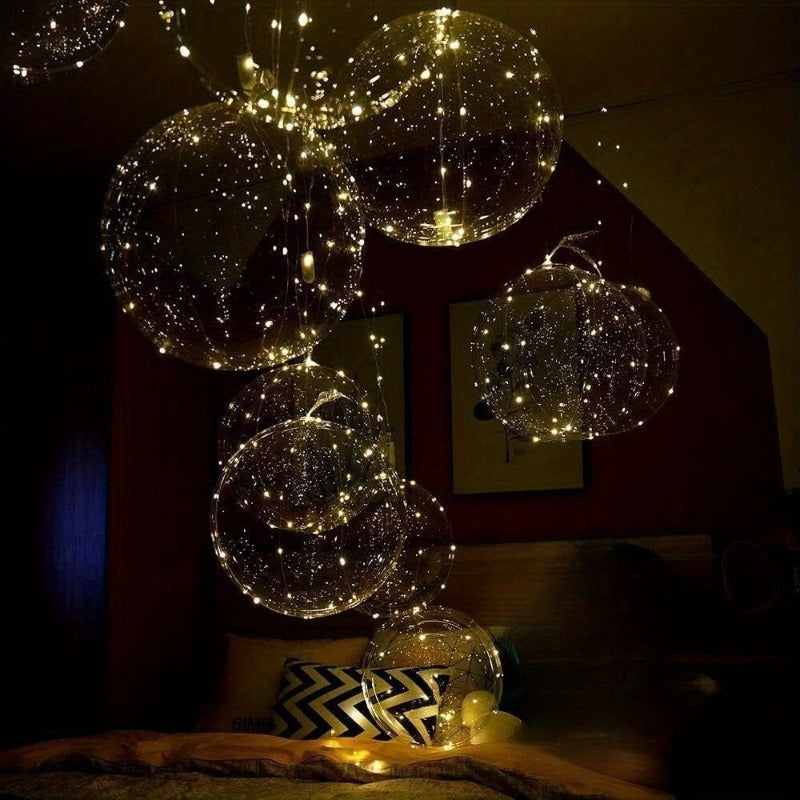 20pcs Set, 10 Balloons & 10 LED Lights | Bobo Transparent LED Light Balloons for Wedding, Birthday, Party Decorations, Perfect for Christmas and New Year Celebrations