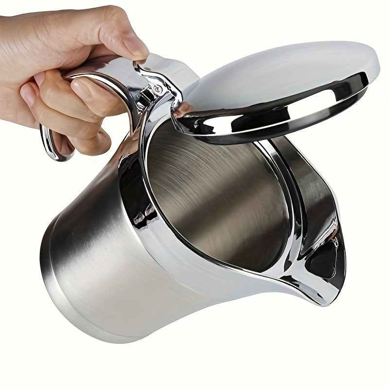 NEW Double Insulated Gray Boat - Stainless Steel Sauce Jug With Hinged Lid, Ideal for Gravy  Cream (450ML/16 OZ)