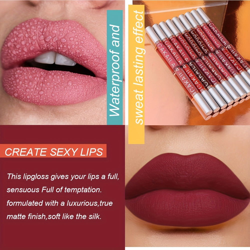 10 PCS Set Matte Lip Gloss Lipstick Set, Long-Lasting Waterproof Non-Stick Cup, Non-Fade Liquid Velvet, Red Shades, All Skin Types, Adult Use, Matte Finish, Beauty Personal Care