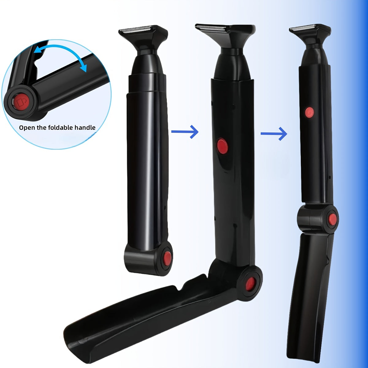 Men's Long-Handled Back Shaver with Facial Razor, Body Shaver with 2 Shock-Absorbing Elastic Heads and Adjustable Curved Handle - A Gift for Husband or Boyfriend