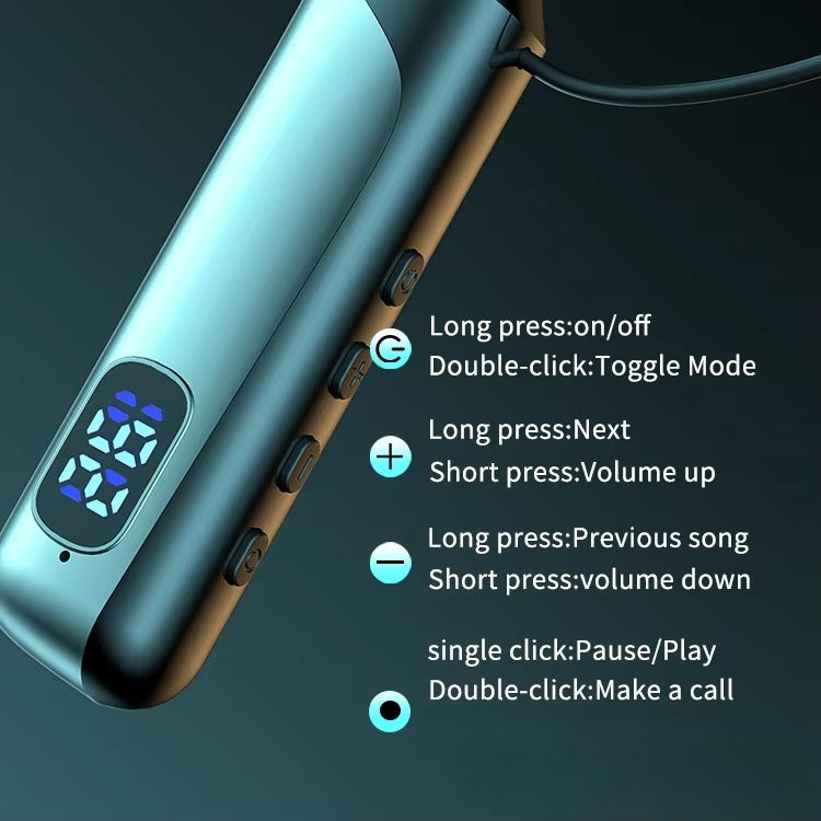 Wireless Neckband Headphones with an Ultra-Long Battery Life, Featuring 5.3 Wireless In-Ear Earbuds That Include a Digital Charge Display, Noise-Canceling Stereo Bass, a Built-In Microphone, Magnetic Suction