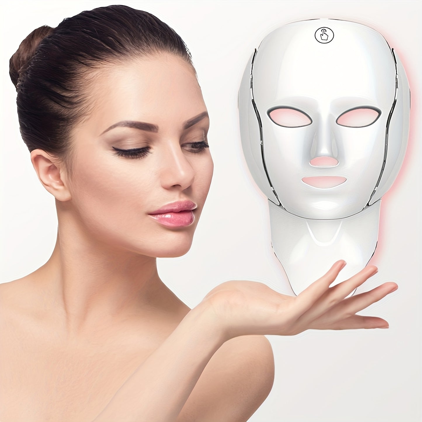 138 Pearl LED Facial Mask Beauty Device, USB Charging 7-In-1 Facial And Neck Care Instrument with 7 Automatic Modes, Designed Specifically for The Face And Neck, Suitable for Home And Travel, Offering Salon-Quality Care