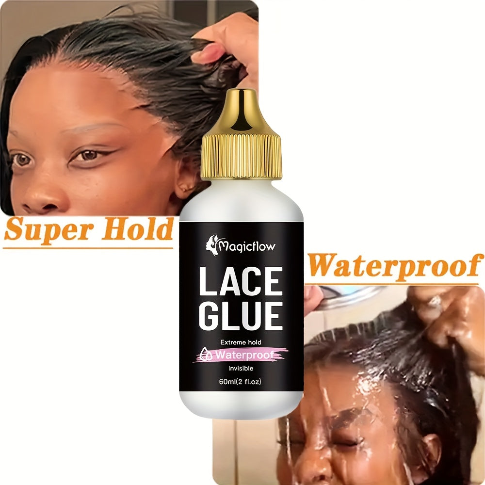 60ml/2fl.oz Waterproof Wig Lace Glue - Strong Hold, Invisible, Quick Dry & Easy Removal - No Odor Adhesive for All Wigs