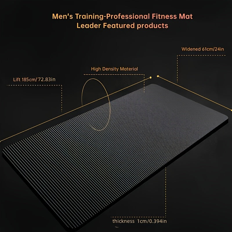 1 Extra Thick NBR Exercise Mat with Carry Strap | Wide Non-Slip Yoga Mat for Pilates, Workouts, Ideal for Hard Floors, Provides Excellent Joint Protection