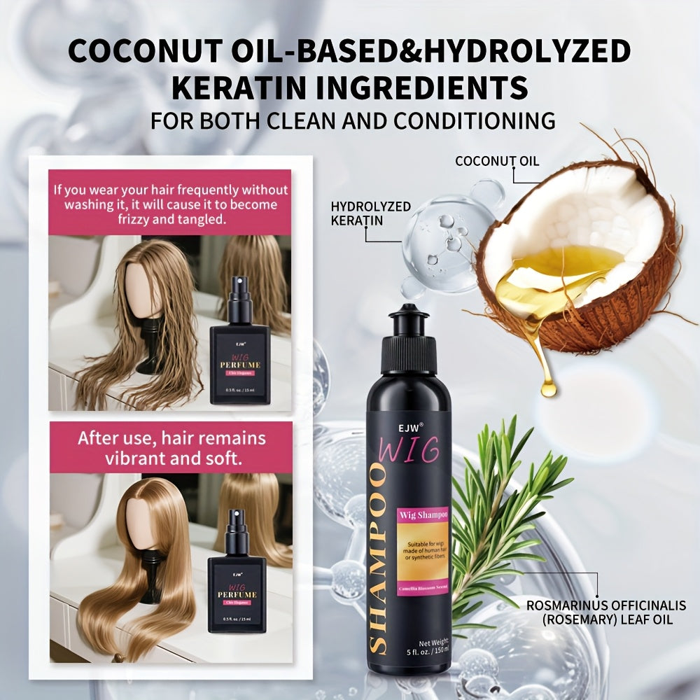 150ml Wig Shampoo with Keratin, Cleanses Wigs for a Smoother and Shinier Finish, Suitable for Fiber Synthetic Wigs and Artificial Hair Care Tool, Hair Wigs, Hair Wigs for Women, Wig Shampoo And Conditioner, Wig Shampoo And Ha