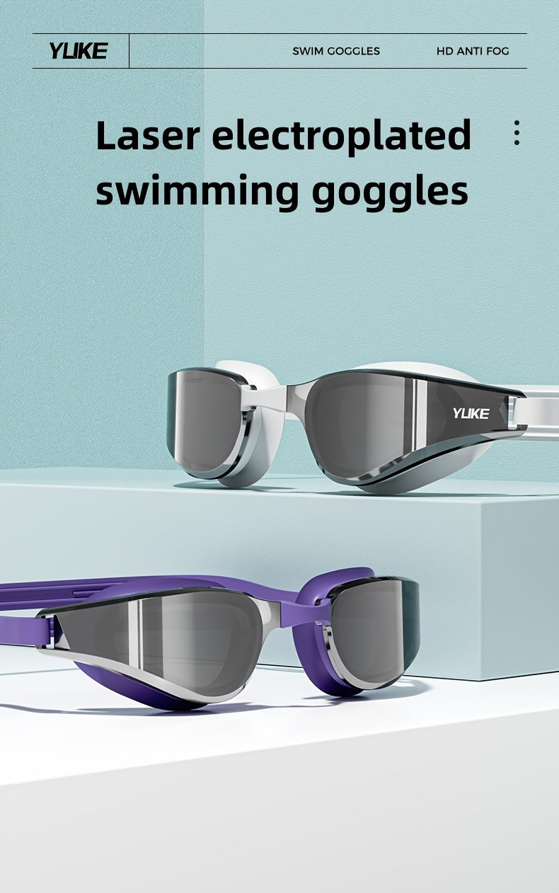 2 PCS Set White/Purple/Black/Red Color of Adult Professional Electroplated Swimming Goggles + Cap with High-Definition Anti-Fog and Ultra-Wide-Angle Vision Design Women Men Sports Accessories