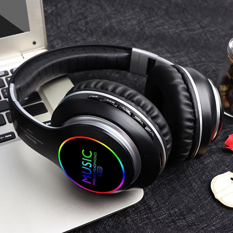 Upgraded Wireless Headphones with Deep Bass, Built-in Mic, Lightweight Foldable Design, 3.5mm Audio Jack, Stereo Sound for Travel, Work, Laptops, and Mobile Devices - iOS Gaming Headset, Ideal Christmas Gift, Headphone Hearin