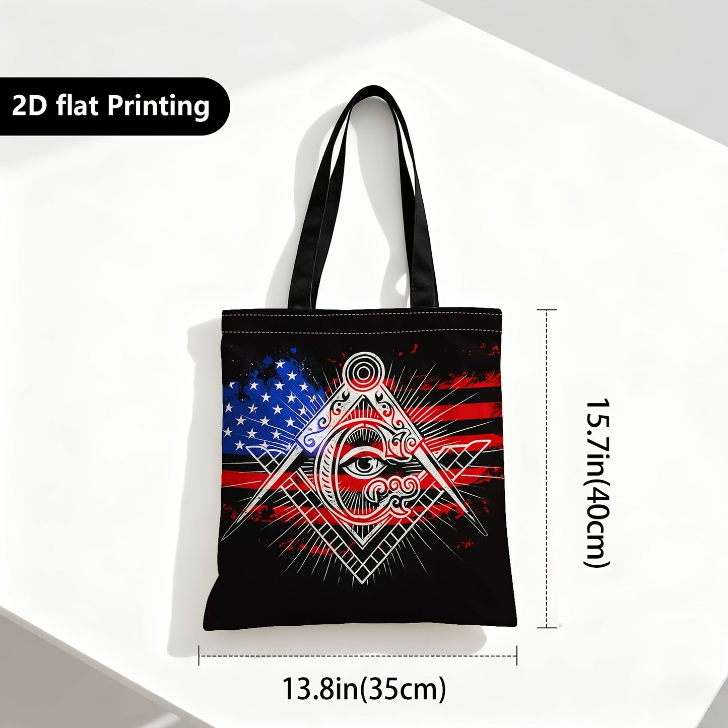 Spacious Tote Bag for Women, Perfect as a Versatile Everyday Carryall for Work, Masonic Symbol, American Flag, Illuminati Eye,Grocery Shopping, Beach Day, and Casual Weekend Outings.