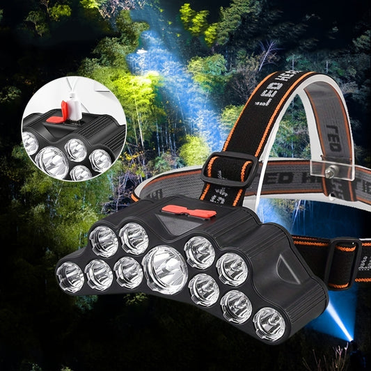 11 LED/7LED/5LED USB Headlamp | Rechargeable Head Mounted Flashlight, Portable Headlight, Outdoor Hiking Camping Night Fishing Mountain Climbing Emergency Lantern, Battery Powered, Included