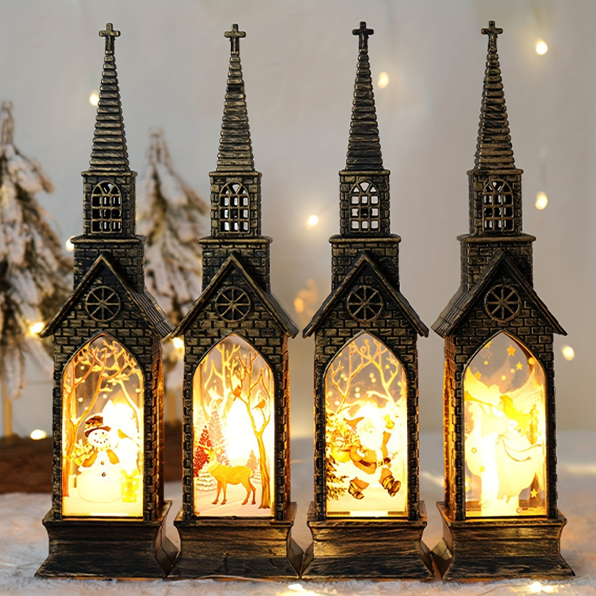 4pcs LED Candle Lights - Battery-Powered Flameless Candles with Warm Glow, for Christmas, Wedding, Party Decorations - Indoor/Outdoor Table Centerpieces, Window Displays - No Batteries Included - Durable Plastic Construction