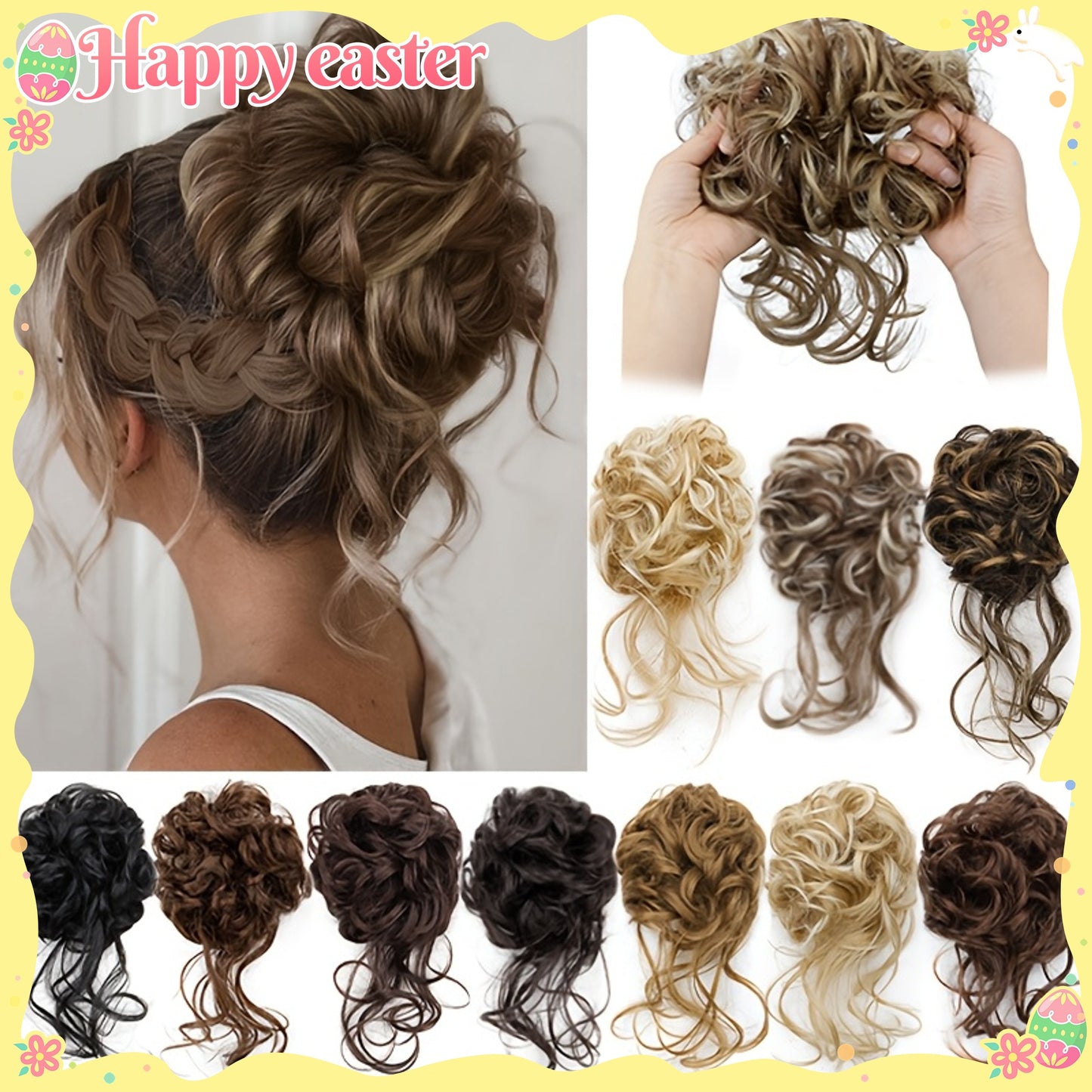 Elegant Women's Synthetic Curly Donut Hair Extension - Easy-to-Style for Daily Wear & Christmas Parties Hair Care Accessories