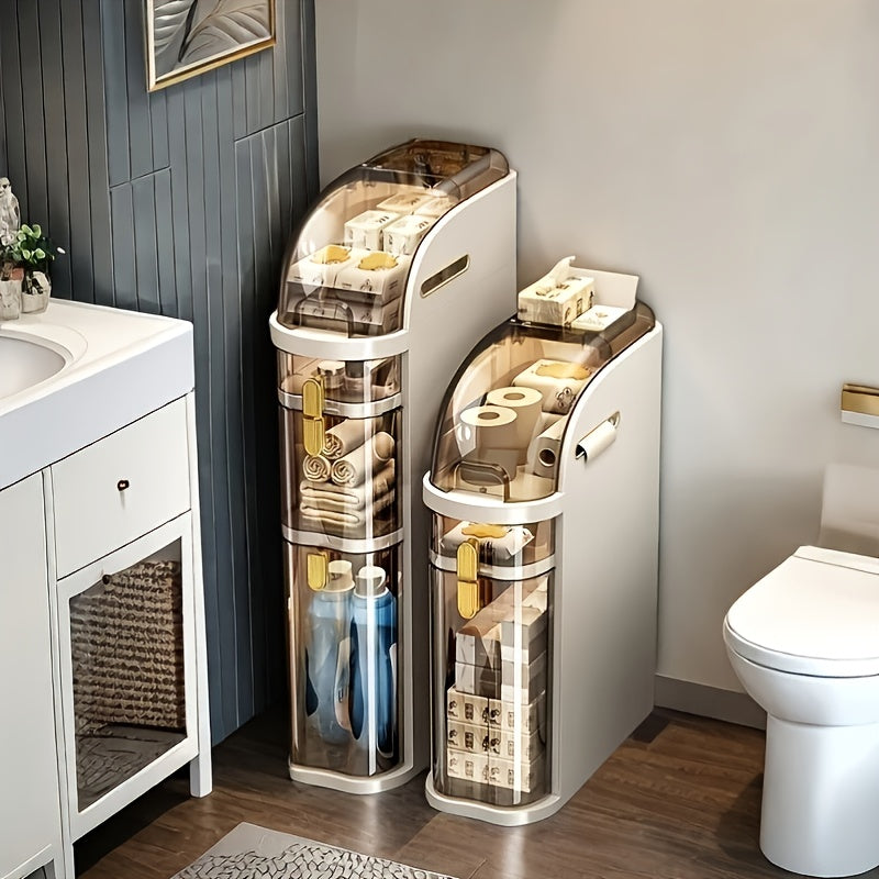 2- Tier Slim Bathroom Luxury Storage Cabinet Narrow Cabinet for Small Spaces- Out of Box, Under-Bed Storage