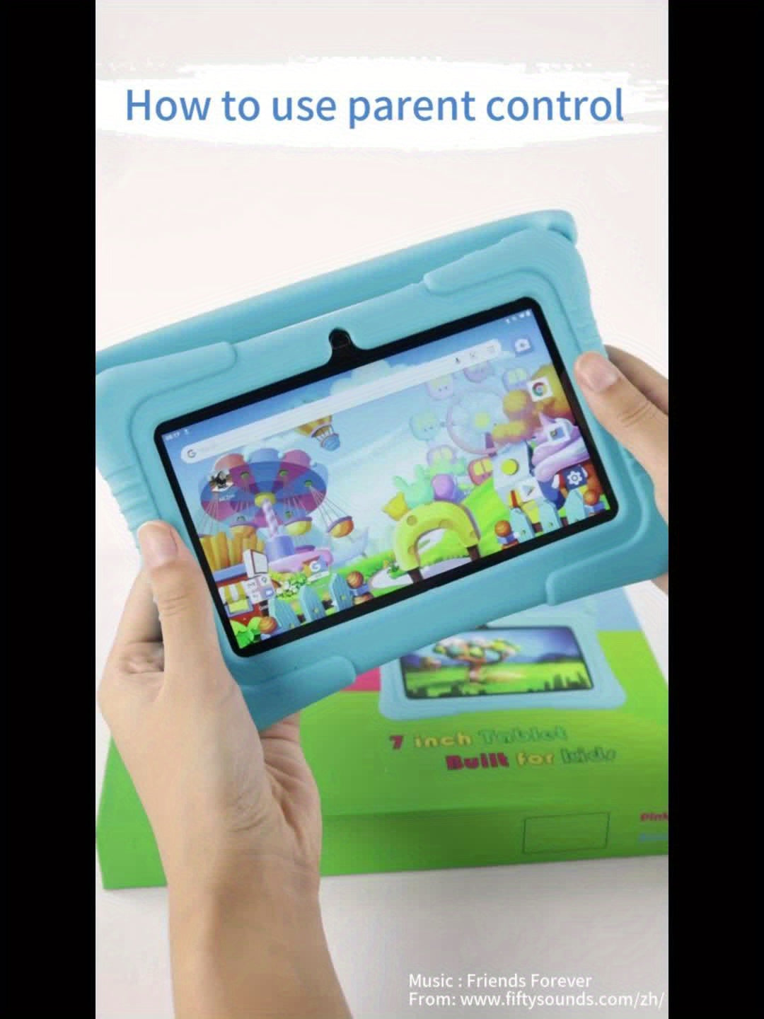 7" Kids Tablet, 2GB RAM+32GB ROM, Safe Eye Protection Screen, Wi-Fi, Dual Camera, Educational Games, Parental Controls App, Android Tablet With Drop Proof Silicone Sleeve Tablet