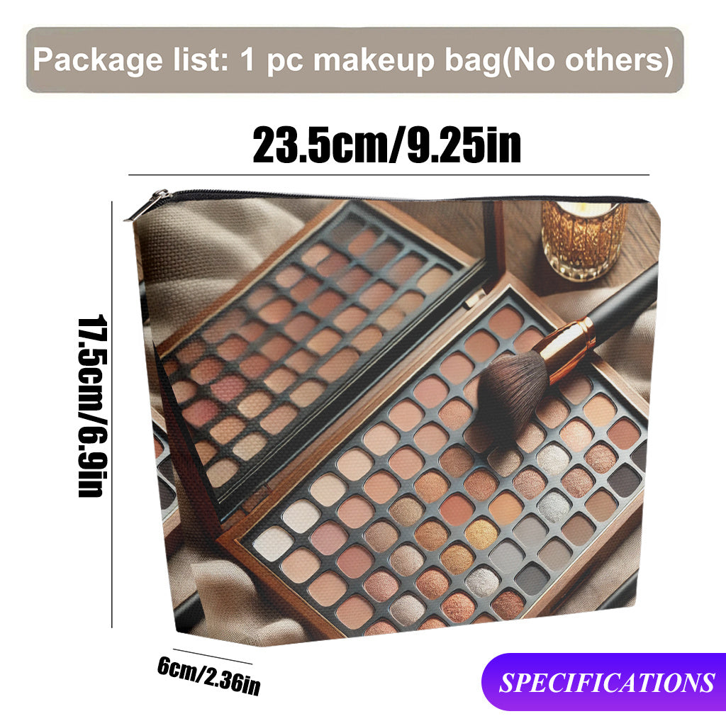 Makeup Bag Featuring a Colorful Makeup Palette, Made of Linen Material, Portable And Foldable, Suitable for Both Men And Women, with a Zipper Closure. Ideal for Friendship, Birthdays, Valentine's Day, Graduations, Holiday Gif