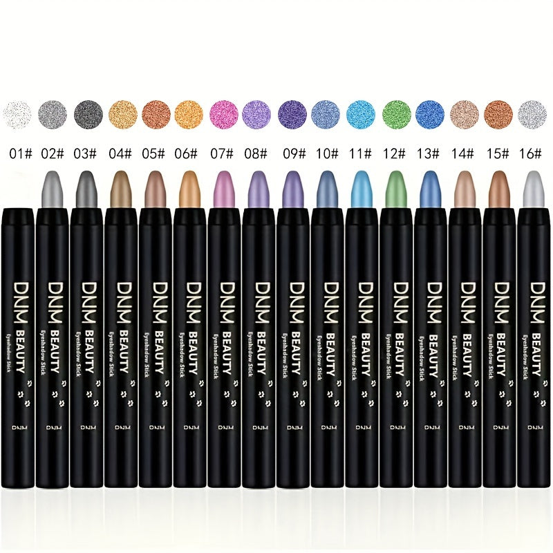 8pcs Waterproof Long-Lasting Pearlescent Eyeshadow Set - Vibrant Shimmer Colors in Black, Purple, Pink, Blue, Green, White, Yellow, Brown & Gray - Smudge-Proof Eye Makeup Sticks for Bold & Subtle Looks
