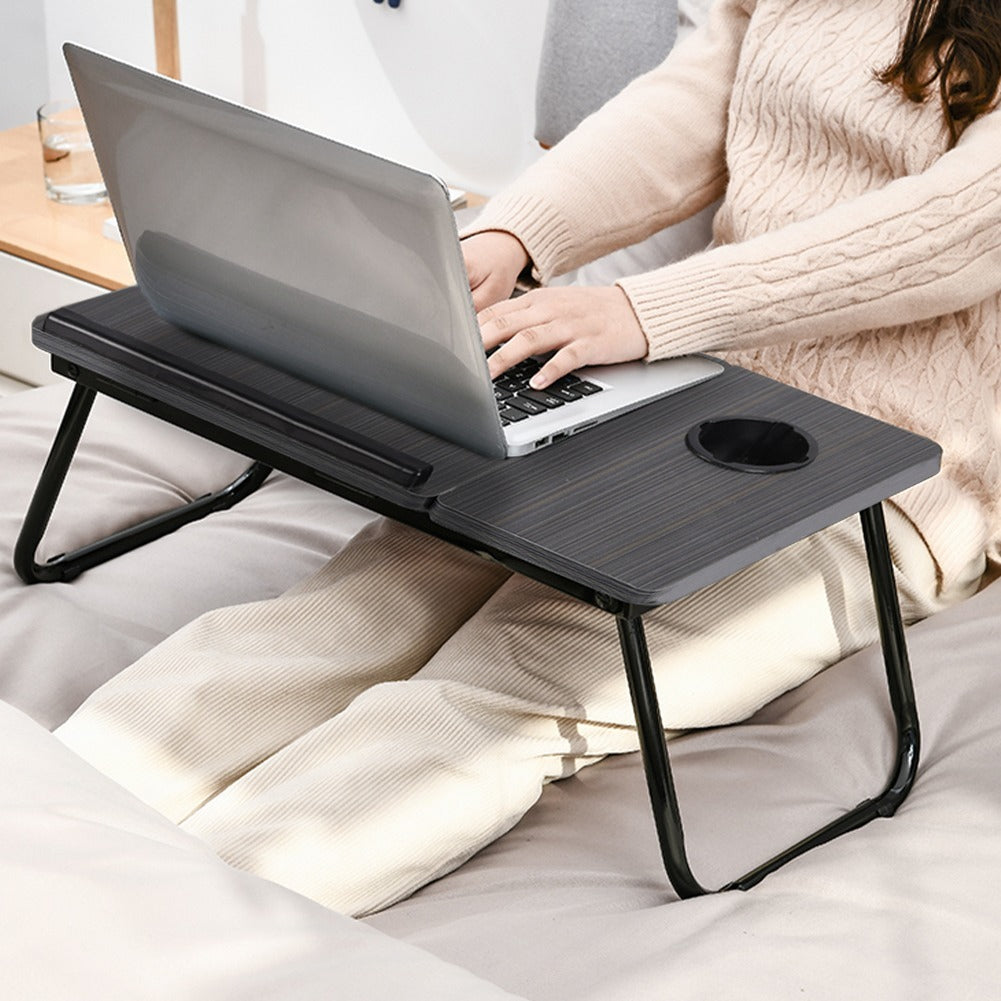 Laptop Desk Laptop Bed Table with Foldable Legs and Cup Slot, Reading Holder Notebook Stand with Adjustable Height Angle, Laptop Bed Tray for Bed Sofa Breakfast Work Study Reading