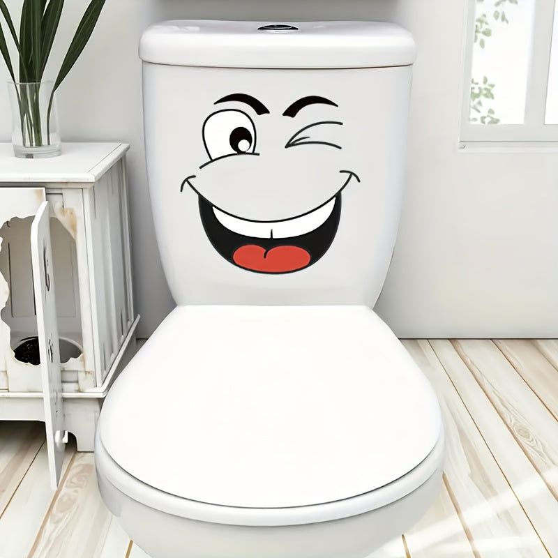 4 Sheets/Set of Cartoon Face Stickers, Self-Adhesive, Suitable for Plastic Surfaces, Removable, Ideal for Home Decoration, Can Be Used on Trash Cans, Walls, Toilet Decor, Refrigerators, And Glossy Surfaces, These Are Fun Them