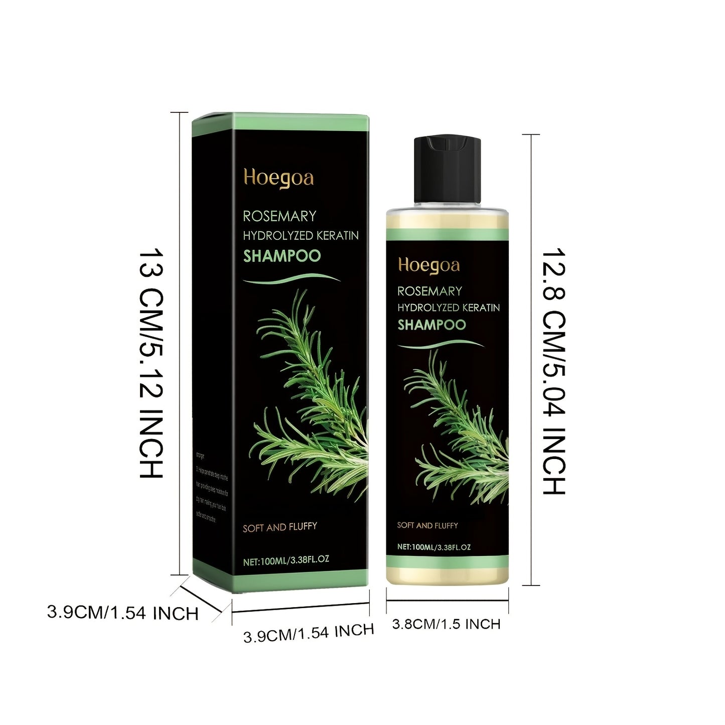 100ml Rosemary Shampoo: Deep Botanical Oil Control, Nourishing and Moisturizing for Voluminous, Fluffy Hair; 100ml, Enriched with Rosemary Ingredients, Gentle Formula to Eliminate Frizz and Dryness; Smooth and Easy to Comb, L
