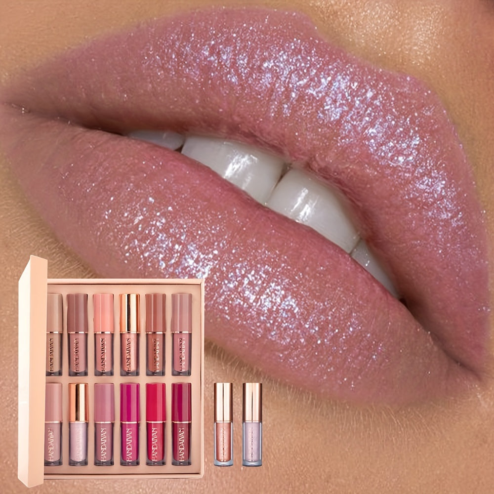 12 PCS Set Velvet Lip Color Set, a Collection of Liquid Lip Colors That Are Non-Drip, Long-Lasting, Waterproof, And Matte. Perfect As a Gift for Women Cosmetic Sets