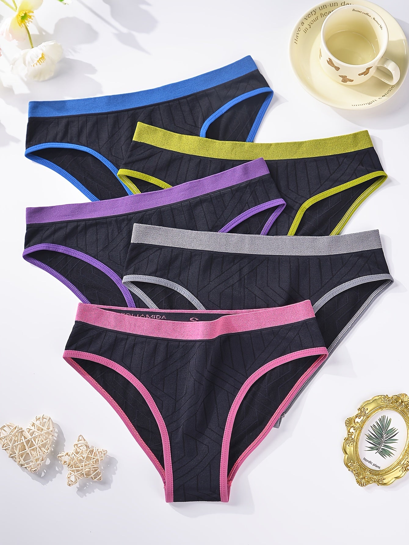10 PCS Set Women's Elegant & Breathable Yoga Briefs - Soft Stretchy Fabric, Mid-Rise, Color Block Design, Perfect for Yoga, Running & Fitness, Seamless, Non-See-Through, Comfortable Women's Briefs | Seamless Design | Soft Fa