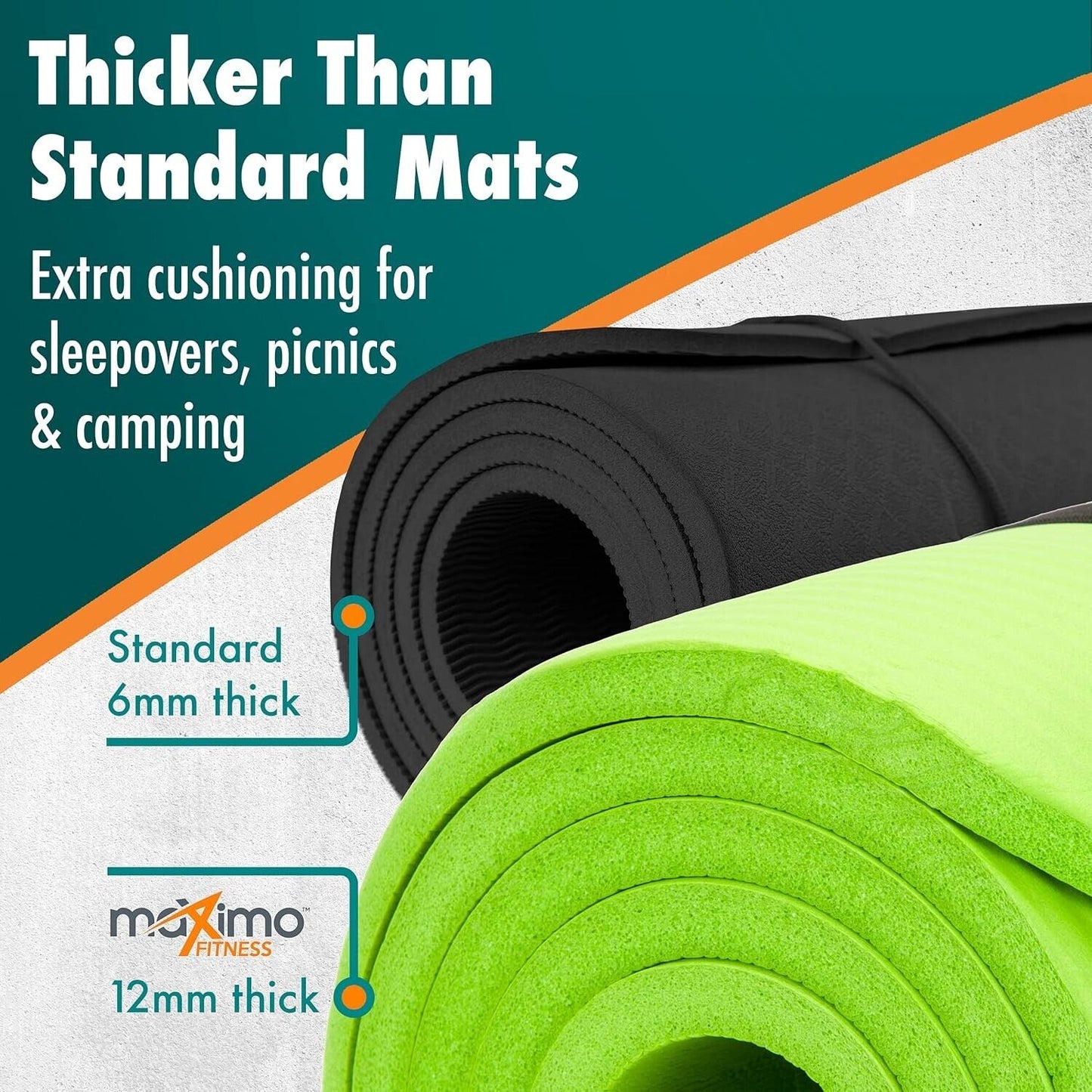Yoga Exercise Mat Thick Non Slip with Carry Strap 15mm Workout for Home Large
