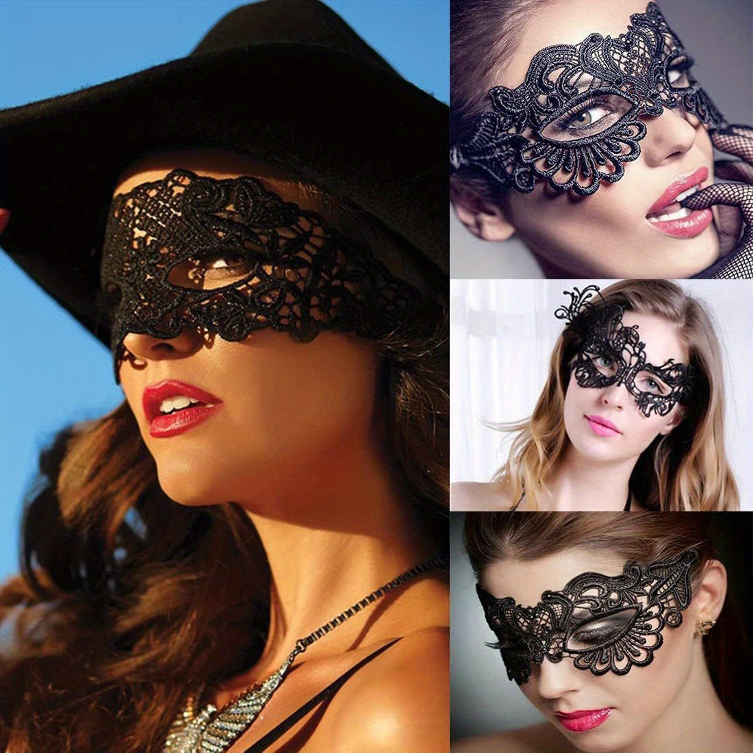 4 PCS Set Random Style Lace Women's Eye Masks, Role Play Accessories, Sexy Decorative Eyepieces, Suitable for Costume Balls, Halloween, Christmas Party Decoration
