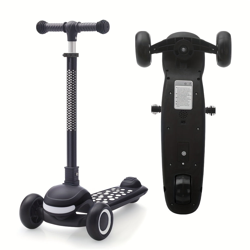 One-Touch Folding Kids scooter with 4-Speed Height Adjustment, Adjustable scooter for toddlers & children, Rear Brake, Heavy-Duty Construction - Ideal Birthday or Christmas gift for Ages 2+ (Blue/Pink/Black) - Space-Saving Fo