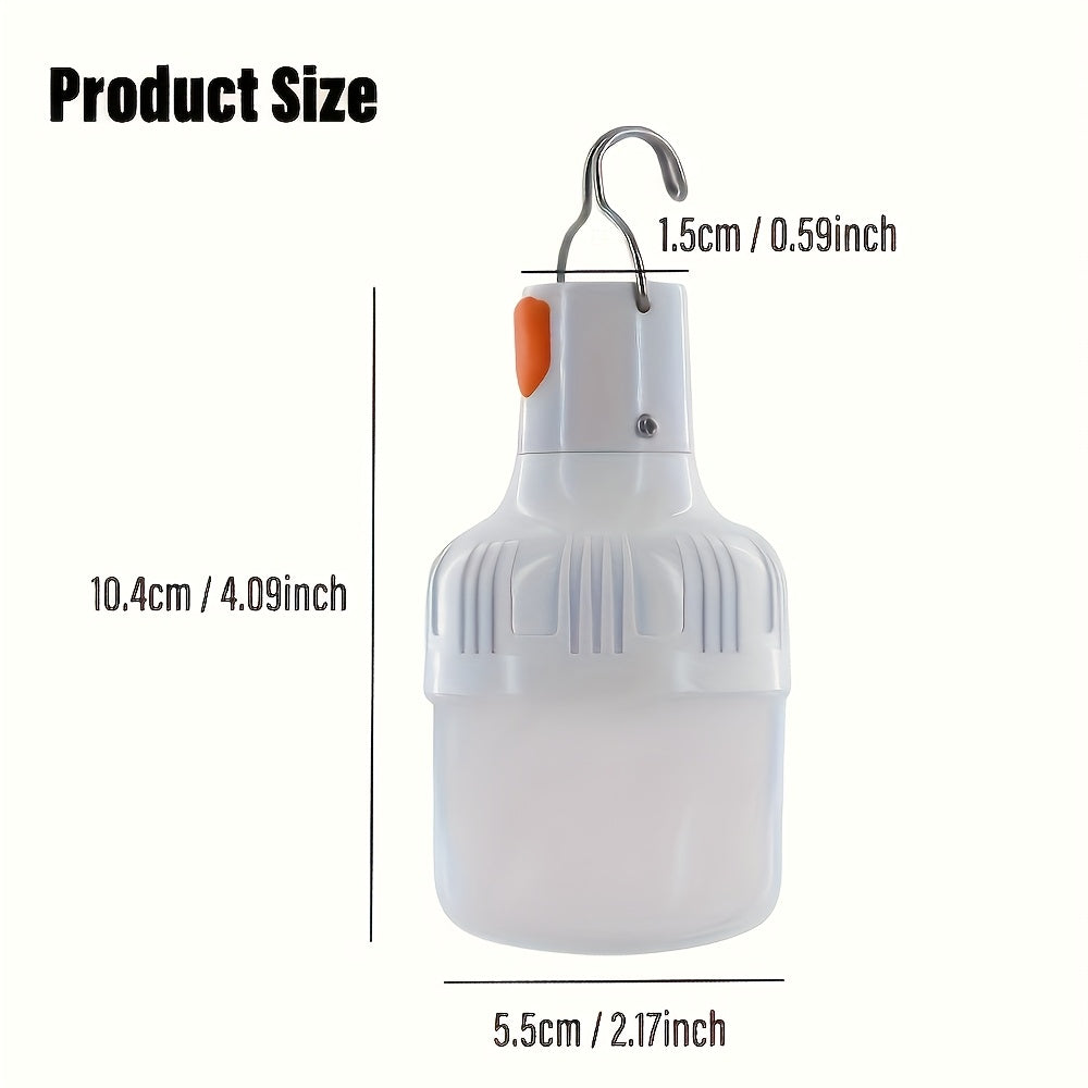 4 PCS Set Rechargeable LED Camping Bulbs, USB-Charging Portable Lanterns, High-Brightness Lighting with Hooks for Camping, Fishing, Yard, Street Vending, Emergency & Commercial Use