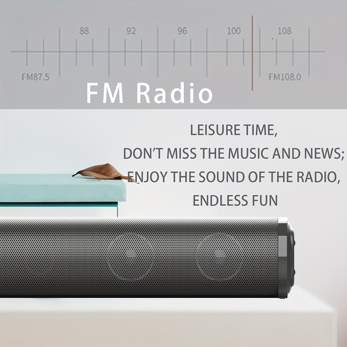 20W High-Power Wireless Soundbar With Surround Sound, Remote Control, Wall Mountable, Supports AUX, TF Card, FM Radio For TV & Home Theater