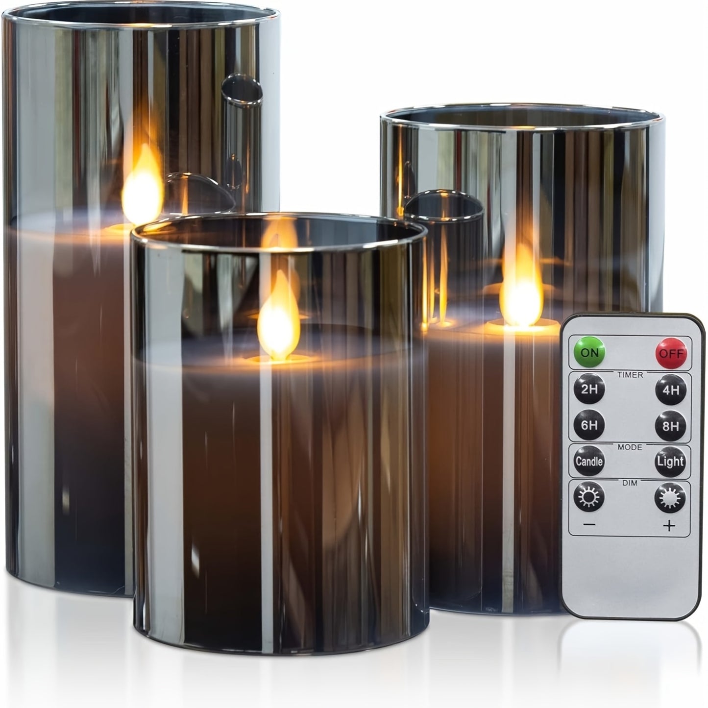 3 PCS Set 3D Wicking Flameless Column LED Candles with Remote Timer, Battery Powered 3pcs White Real Wax Candles Set with Realistic Flickering Flames for Night Bed Party, Wedding, and Home Decoration