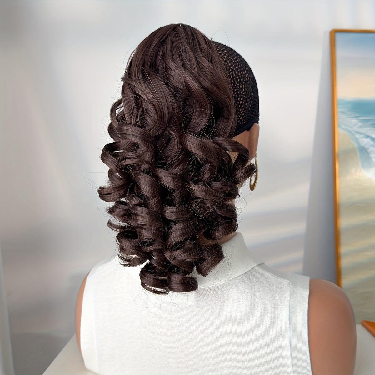 14-Inch (36cm) Clip-In/R Clip-On Hair Extensions - Dark Brown/Red/Burgundy Ombre Body Wave Synthetic Hair with Natural Layers, Volume & Soft Waves for Women &, Instant Length for Ponytails, Braids, Dreadlocks-like Styles