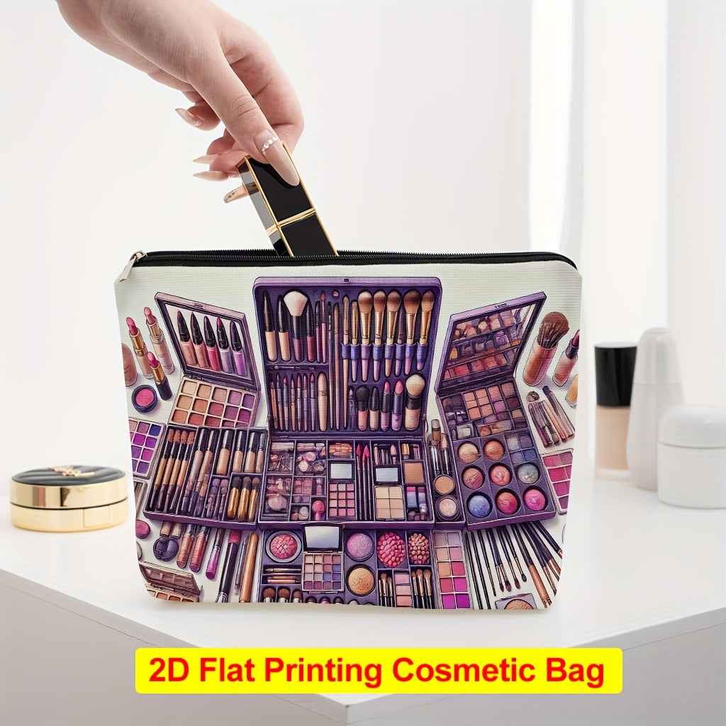 A Makeup Bag Outdoor Travel with a Variety of Makeup Tools, Made of Linen, Suitable for Both Men And Women.  Portable, Foldable, Features a Zipper Closure Women Cosmetic Accessories