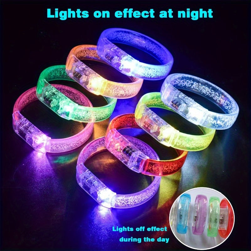 8pcs LED Glow-in-the-Dark Bracelets - /Blacklight Activated Neon Party Chains, Multi-Color LED Light Up Bracelets with Button Batteries Included - Glow Under UV Light for Concerts, Clubs, Birthdays, Carnivals - Perfect for Gr