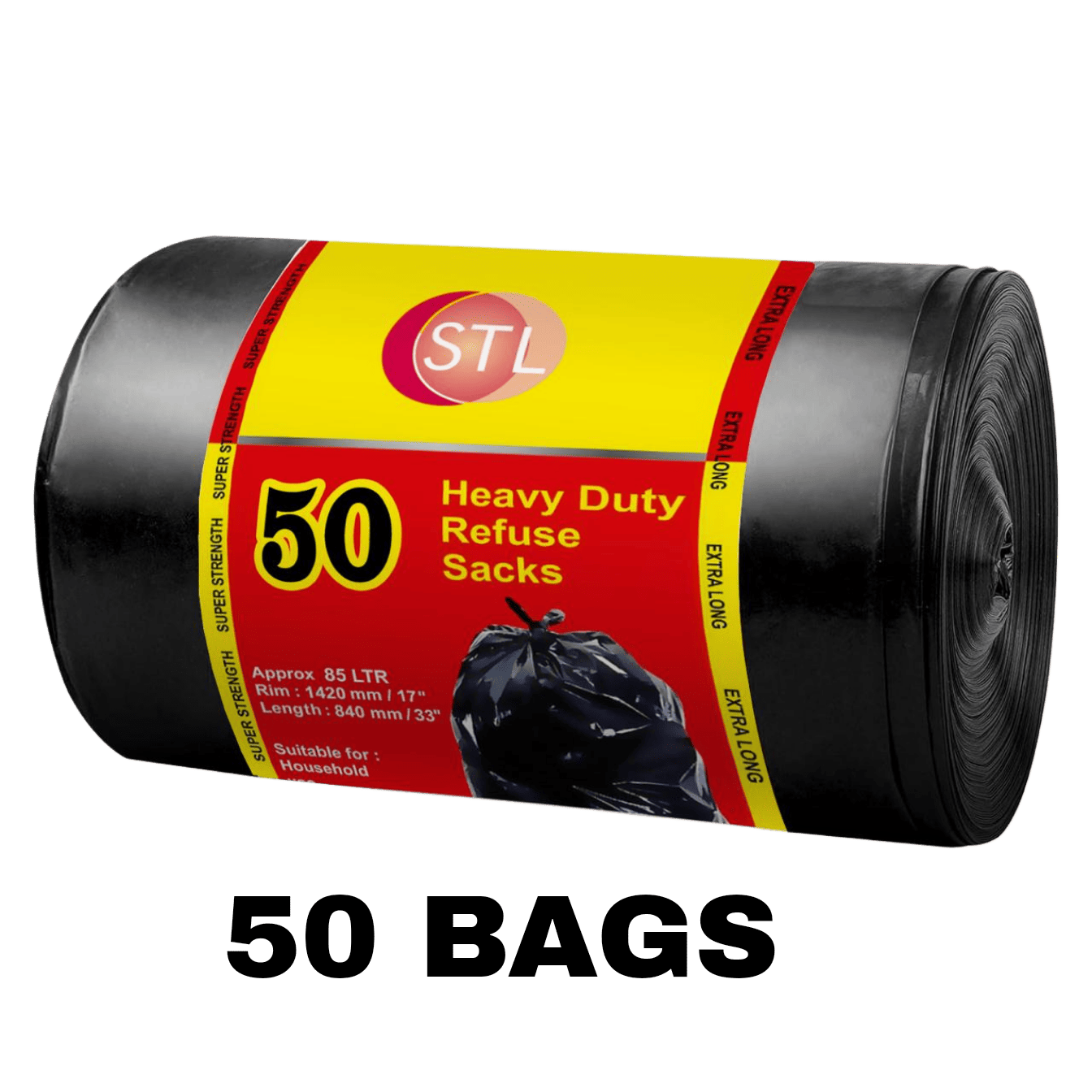 100 PCS Set Extra Strong Heavy Duty Black Bin Liners Rubbish Bags Waste Refuse Garbage Sacs Home Office Cleaning Accessories