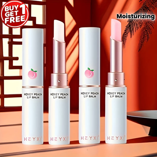 Buy 1 Get 1 Free - Honey Peach Lip Balm Duo, Moisturizing & Nourishing, Long-Lasting Colorless Lip Mask for All Light Beige Types, Perfect Christmas Gift for Her, Lipstick, Warm