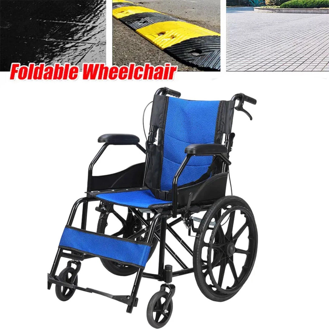 Self Propelled Wheelchair Half Folding Back, Seatbelt for Safety, Fully Foldable for Transport with Strong Steel Frame Mobility Aid Accessories Health Care Supplies