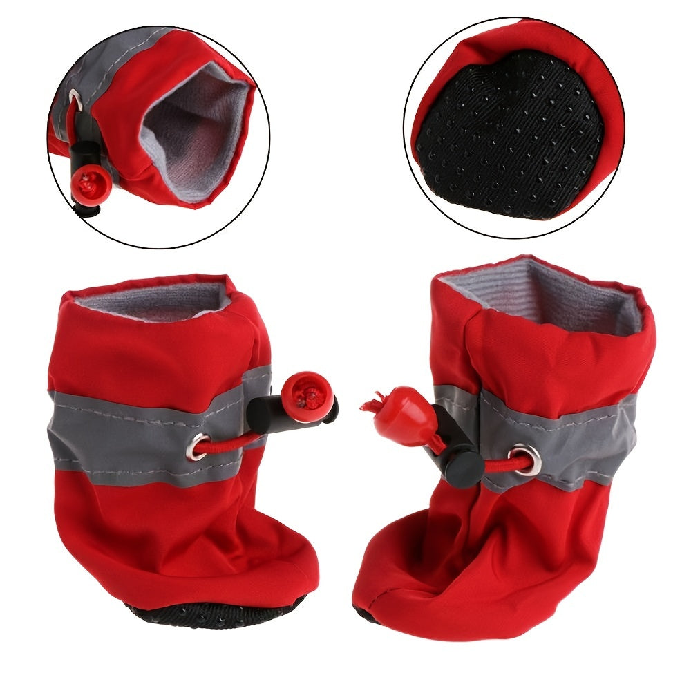 4 PCS Set-XS-3XL Size Water Resistant Rain Snow Protection Dog Shoes For Small Dogs - Protect Your Pet's Paws And Keep Them Dry Pets Apparel Sets Clothing Accessories