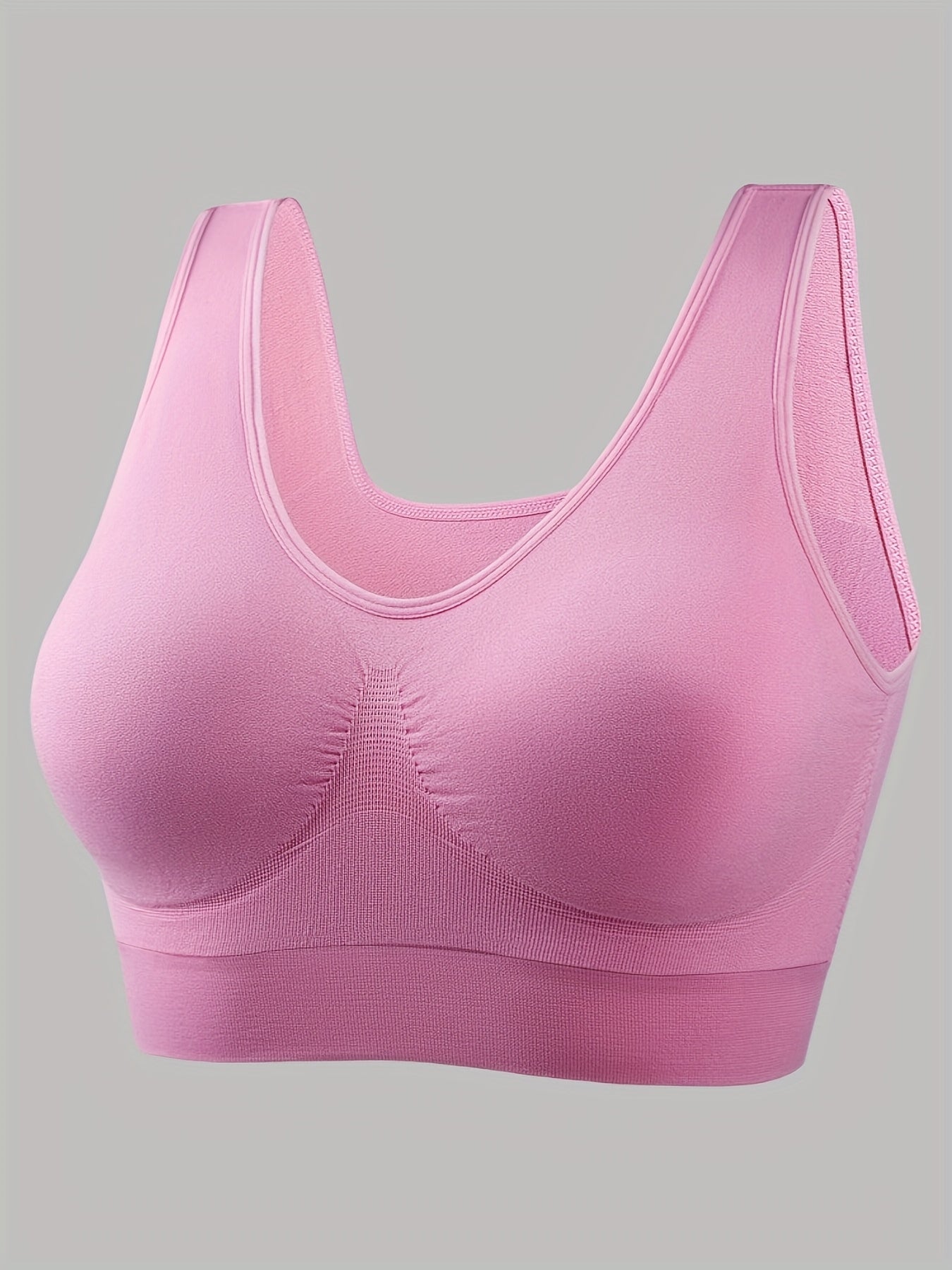 5 PCS Set S-2XL Plus Size Women's Sports Bras Set,  Solid Non Padded Seamless Running Versatile Bralette Outdoor Fitness Gym Yoga Pilates Bra Tops Big Girls Underwear Sets Sports Apparel Accessories