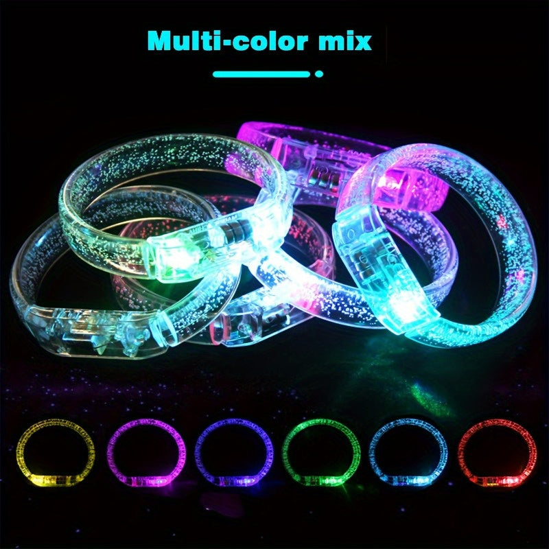 8pcs LED Glow-in-the-Dark Bracelets - /Blacklight Activated Neon Party Chains, Multi-Color LED Light Up Bracelets with Button Batteries Included - Glow Under UV Light for Concerts, Clubs, Birthdays, Carnivals - Perfect for Gr