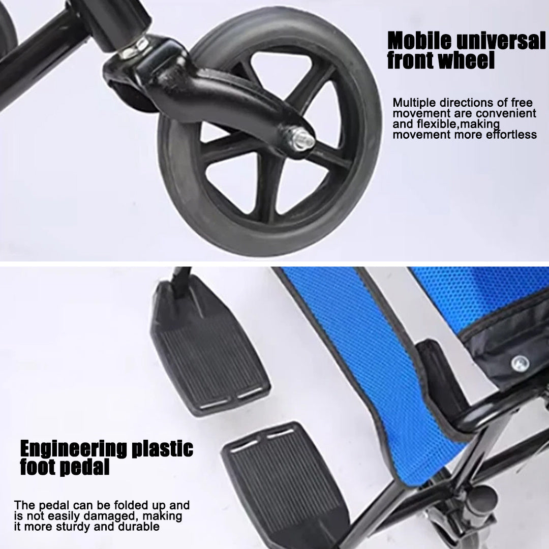 Self Propelled Wheelchair Half Folding Back, Seatbelt for Safety, Fully Foldable for Transport with Strong Steel Frame Mobility Aid Accessories Health Care Supplies