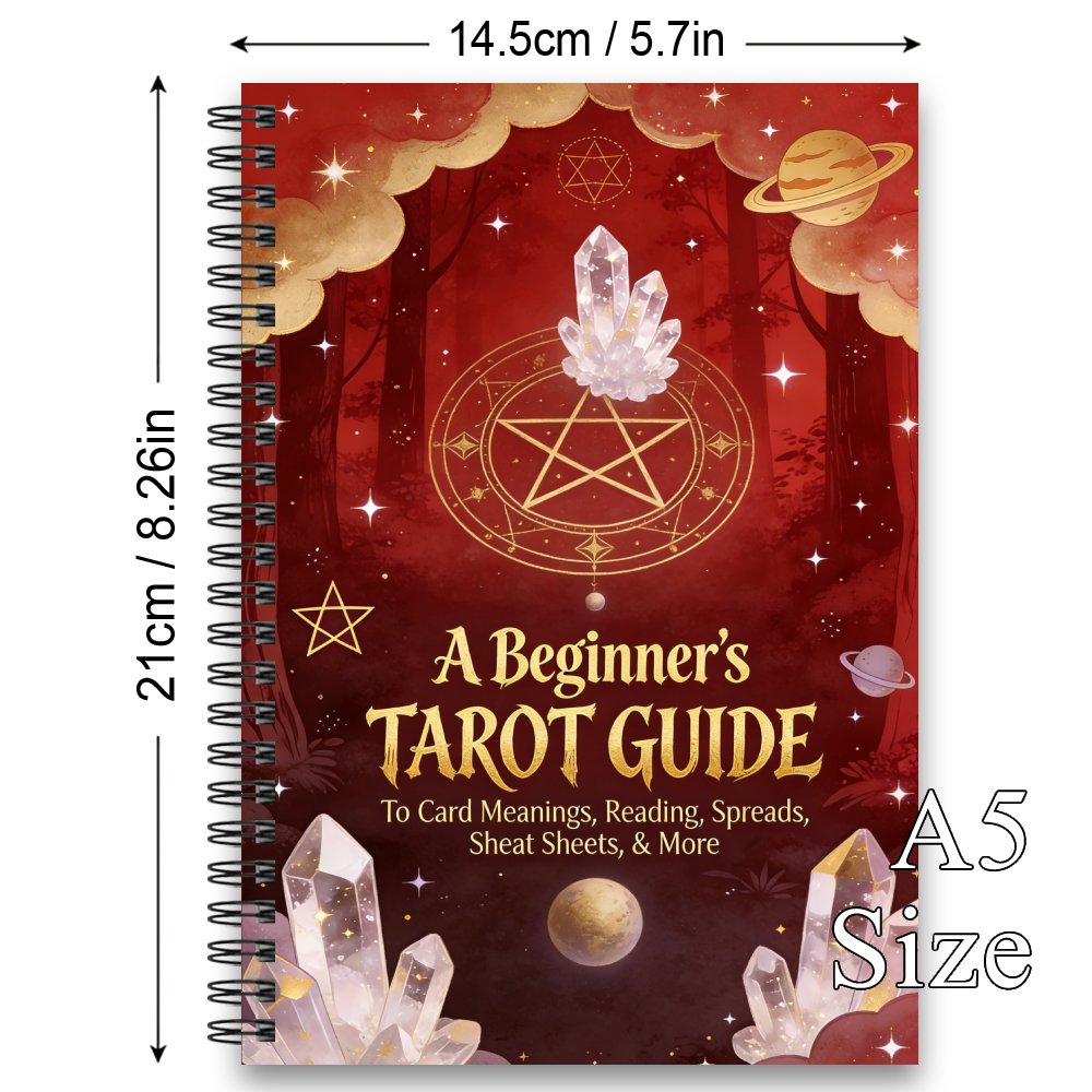 Beginner's Tarot Guide & Tarot Reading: to Card Meanings, Reading, Spreads, Cheat Sheets, & More, A Guided Workbook with Crystals, Celestial Symbols, Enchanted Forest for Easy Intuitive Spiritual Practice, Notepads