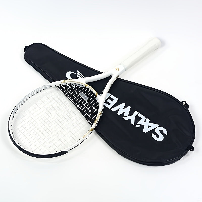 NEW 1 Set + Balls + Bag  Explorer Pro Carbon Fiber Unisex Tennis Rackets, White Available, One-Piece Construction, Pre-Strung Pattern 16x19, Approx. 260g, 102  Racquet Head Size, Free Racquet Bag & Vibration Dampener, for Int