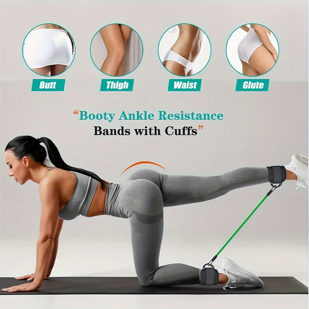 5 PCS Set Ankle Resistance Bands | Adjustable Cuffs for Strength Training, Yoga & Fitness - for leg & Butt Workout, Muscle Shaping, Includes Mesh Storage Home Gym Sports Accessories
