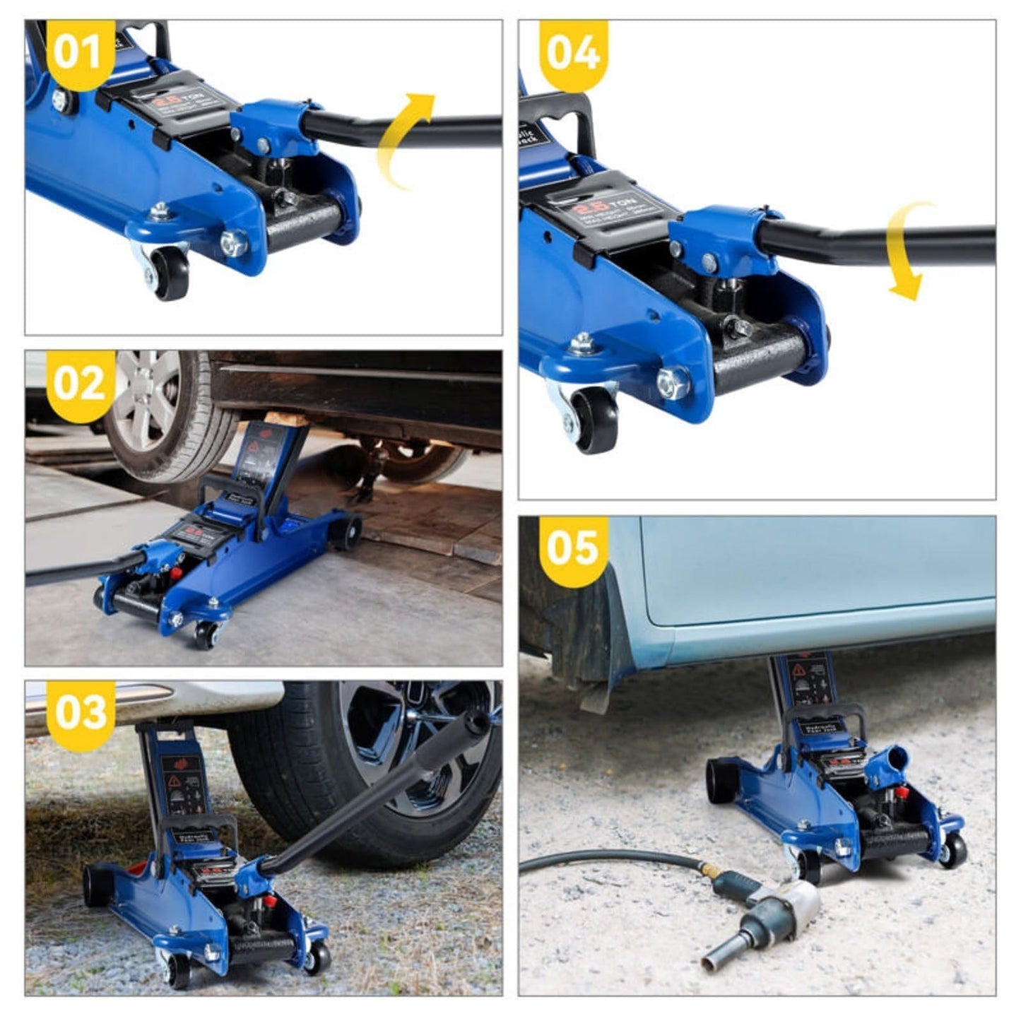 Flat Tire or Mechanical Issues? No Worries, 2.5 Ton Hydraulic Low Profile Floor Jack Heavy Duty Trolley Lift for Car Van Truck Trailer Auto Repairing Garage Tool (Red)